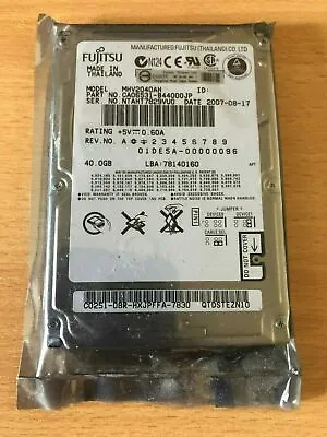 Fujitsu MHV2040AH 40GB IDE 2.5  Laptop Hard Disk Drive HDD 5400RPM 9.5mm  • £49.50