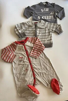 CATIMINI Baby Boy Babygrow & Grey Cardigan & Arsene Et Les Pipelettes Grey Top 6 • £6