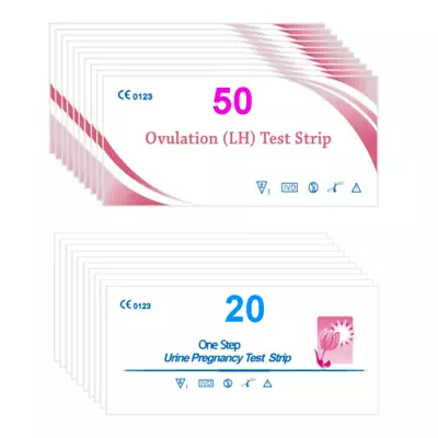 50 X Ovulation LH Test + 20 X Pregnancy Test HCG Strips Urine Fertility OPK Kit • $17.87