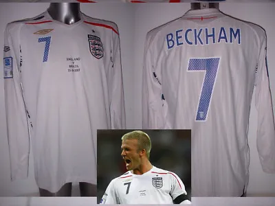 England Beckham Umbro Wembley XL L/S Shirt Jersey Football Soccer World Cup • £99.99