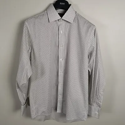 £6.49 • Buy DEHAVILLAND Shirt 16.5  Collar Grey White Stripes Formal Smart Work Cufflinks