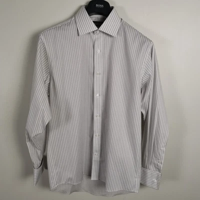 £6.49 • Buy DEHAVILLAND Shirt 16.5  Collar Grey White Stripes Formal Smart Work Cufflinks