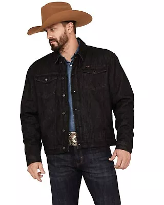 Wrangler Men's Sherpa Lined Button Down Denim Jacket Black Medium • $92.45