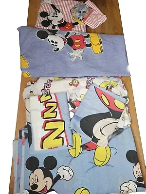 Vtg Disney Mickey Mouse Sheet Set Sz Full 2 Fitted Sheets 1 Flat 4 Pillowcases • $42.99