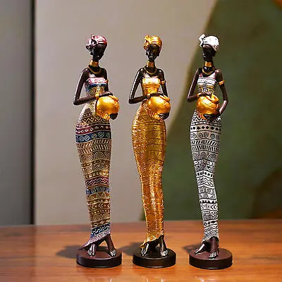 African Women Sculptures Lady Statues Art Resin Table Desk Home Decor Ornaments • $56.66