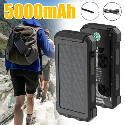 $28.89 • Buy 50000mAh Portable Solar Power Bank 2 USB LED Lamp External Battery Solar Charger