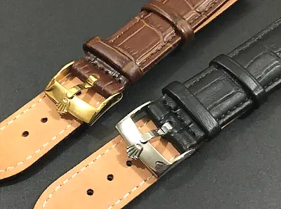 New 18mm/19MM/20mm Genuine Leather Gents Watch Strap For Rolex Black/ Brown. • £39.99
