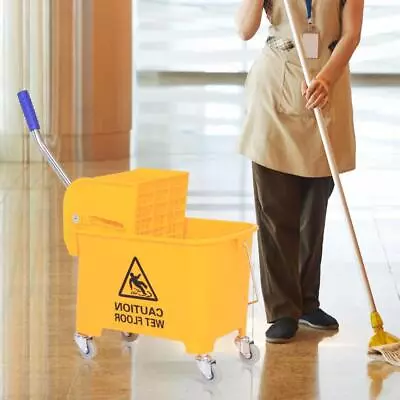 5 Gallon 20L Commercial Mini Mop Bucket With Wringer Combo Cleaning Cart Wringer • $46.78