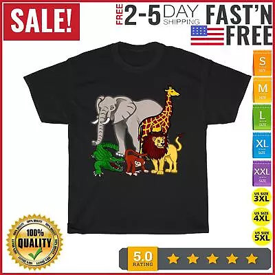 Elephant Giraffe Alligator Crocodile Monkey Lion Zoo Vintage T Shirt Men Women • $10.99