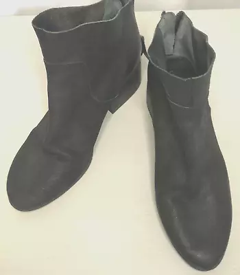 $31.87 • Buy Lucky Brand Lahela Black Leather Zip Ankle Boots Womens Size 9 M Block Heel