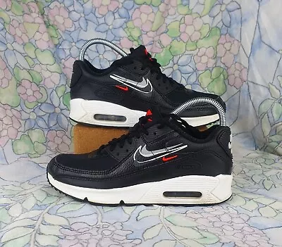 UK 5.5 - Nike Air Max 90 Multi Swoosh BLACK Womens Shoes DO6489-001 • £24.99