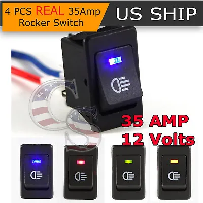 4Pin HS Universal Car Fog Light Rocker Switch LED Dash Dashboard 4Pcs 12V 35A • $4.65