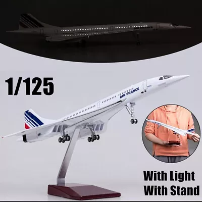1/125 Air France Concorde Airplane Model With Lights Resin Plane For Collection • $85.99
