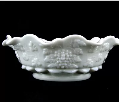 Vtg Westmoreland Milk Glass Paneled Grape 9 1/2”  Ruffled Console Bowl • $24