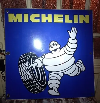 Vintage Enamel Original Michelin Sign 1950s French Automobilia Michelin Bibendum • £103