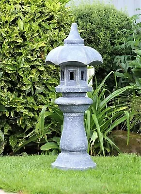 Garden Ornament Solar Lantern Pagoda Chinese Japanese Sculpture Lantern Decor • £45.95