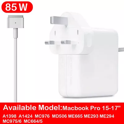 MacBook Pro 85W T-Tip MagSafe 2 Power Adapter Charger 85 Watt MS2 Apple A1343 UK • £16.79