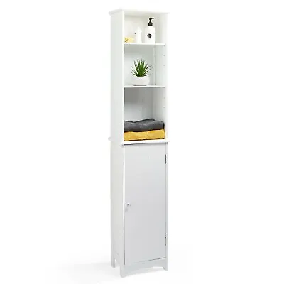 £53.99 • Buy Tall Bathroom Cabinet | White Storage Cupboard Tallboy W/ 6 Shelves | VonHaus
