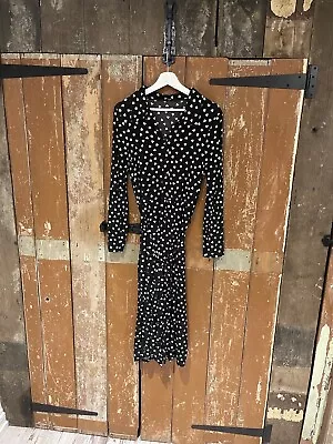 Evans Long Buttoned Dress Black With White Love Hearts Print Women's UK 22 • £19.99