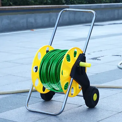 60m Hose Reel Cart Trolley Spray Gun Garden Outdoor Hosepipe Water Pipe Portable • £23.99