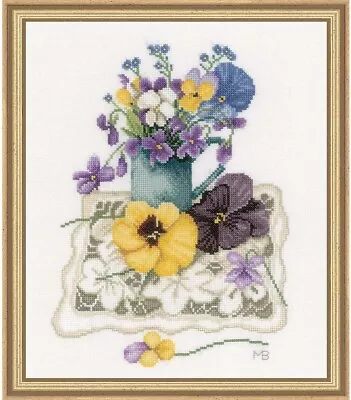 Lanarte Cross Stitch Kit - Violets And Pansies • £30