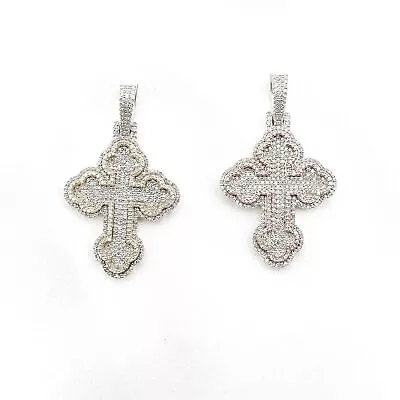 10K Multi-Tone Gold Iced Pave Diamond (2 CTW) Religious Cross Pendants (19.1g) • $1219.99