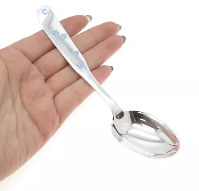 ANTON MICHELSEN Sterling Silver Vintage Denmark Enamel Forget-Me-Not Youth Spoon • $144.95