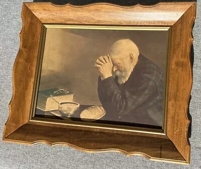 Vintage Print Grace Eric Enstrom Vintage Art Man Praying Wood Frame Belart • $69.99