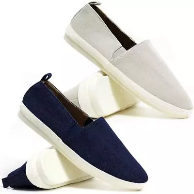 Mens Canvas Shoes Summer Slip On Casual Boat Deck Yacht Pumps Plimsolls Trainers • £9.95