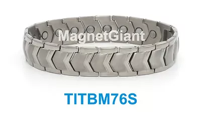 Silver - High Power Mens Magnetic Titanium Bracelet (5000 Gauss Magnets) • $55