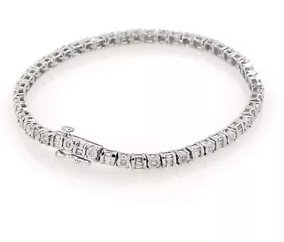  ̶$̶1̶̶5̶8̶8̶ ̶ 1CT. T.W. Baguette+Round Diamond Tennis Bracelet 10K White Gold • $800