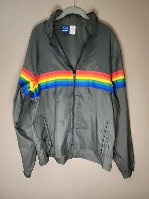 Vintage Ocean Pacific OP Windbreaker Gray Rainbow  XL Jacket 🌈  • $25