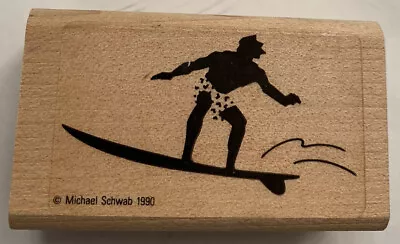 Graphistamp Surfer Michael Schwab Surf Surfing A Wave 1990 Rubber Stamp SP121L • $6.35