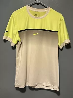 Nike Dri Fit T Shirt Raphael Nadal Yellow White Gray L • $39.99