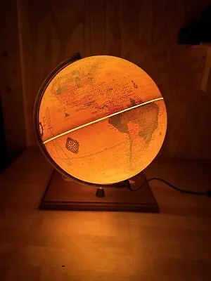 Vintage George F. Cram's Antique Illuminated 12  World Globe Light Up Lamp • $104.97