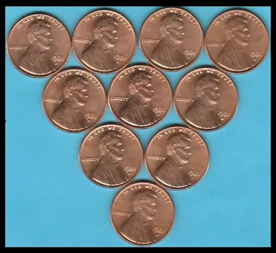 Ten Uncirculated 1981-D Lincoln Memorial Cents - 10 Pennies BU From US Mint Bag • $0.99