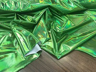 4 Way Stretch Spandex Dance Wear Fabric By The Yard (Lime REFRACTIVE Hologram) • $34.99