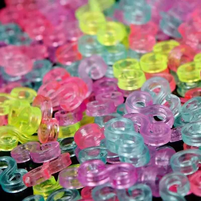 100/200PC Plastic S Clips For Loom Bands Refill Knit DIY Ring Jewellery Bracelet • £4.45