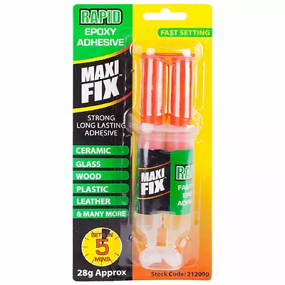 £2.95 • Buy Maxi Fix Rapid Epoxy Adhesive Fast 5 Minute Setting Glue Ceramic Glass Wood 28g