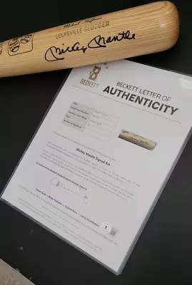 Mickey Mantle Signed Louisville Slugger Game Model Baseball Bat Beckett BAS COA • $2299