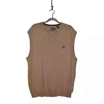 CHAPS NEW $45 V-Neck Sleeveless Sweater Vest Heather Beige Men's XXL • $22.49