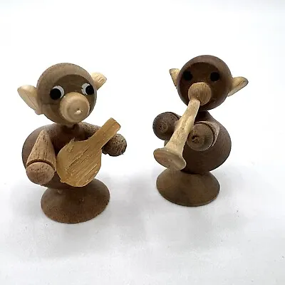 Vintage Erzgebirge Wood Miniature Monkey Or Bear Animal Playing Instruments EUC • $20