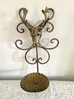 Stag Head Metal Wall Sconce Brass Effect 14in Heavy • £15