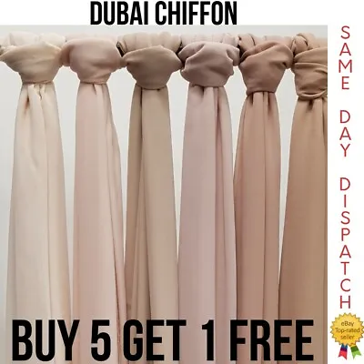 High Quality Plain Chiffon Hijab Scarf Shawl Wrap Soft Georgette Dubai Elegant • £4.25