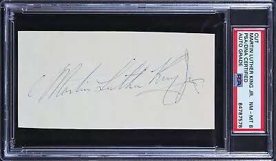 Martin Luther King Jr. Authentic Signed 2.5x5 Cut Signature Auto 8 PSA Slabbed • $12999.99