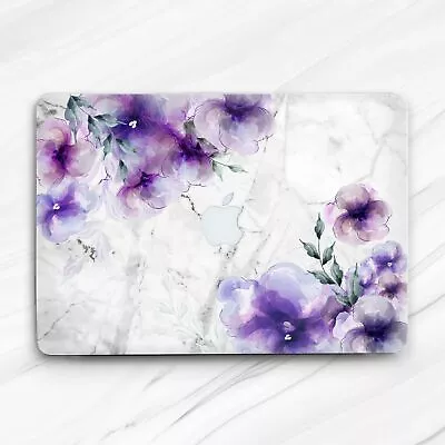 White Marble Purple Flowers Hard Case For Macbook Air 13 Pro 16 13 14 15 • $28.46