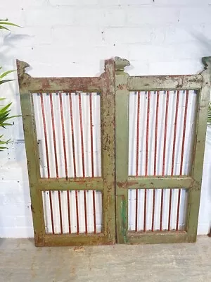 Old Pair Vintage Reclaimed Indian Wooden Iron Doors Shutters Garden Gates Screen • $280.02