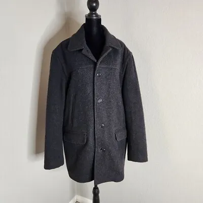 J.Crew University Jacket Mens Large Gray 100% Wool Lined Outerwear Stadium Cloth • $49