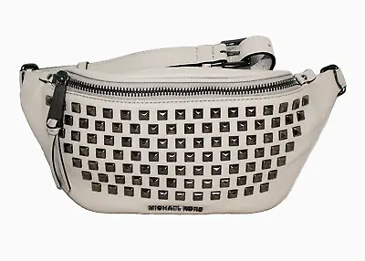 MICHAEL KORS Rhea Pyramid Studded Waist Belt Bag Cement Beige Leather 30T6TEZN5L • $58.40