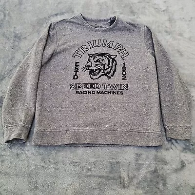 Lucky Brand X Triumph Men's XL Gray Motorcycle Tiger Long Sleeve Sweatshirt • $28